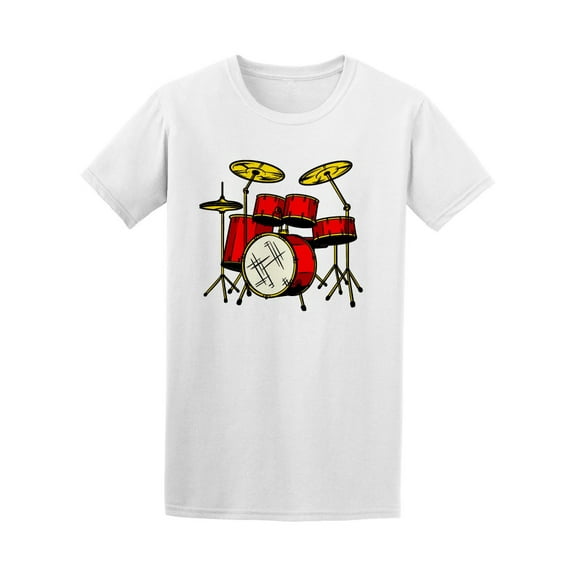 Comic Retro Drum Set T-Shirt Men -Image by Shutterstock, Male x-Large