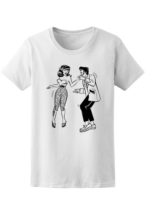 Comic Rockabilly Dancer Couple T-Shirt Women -Image by Shutterstock, Female x-Large