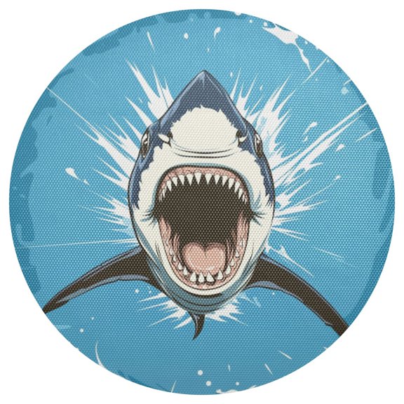 Comic Shark Splash Art Round Placemats Set of 6 Woven Non-Slip Washable Heat Resistant Table Mats 15.4 inch for Kitchen Dining Decor