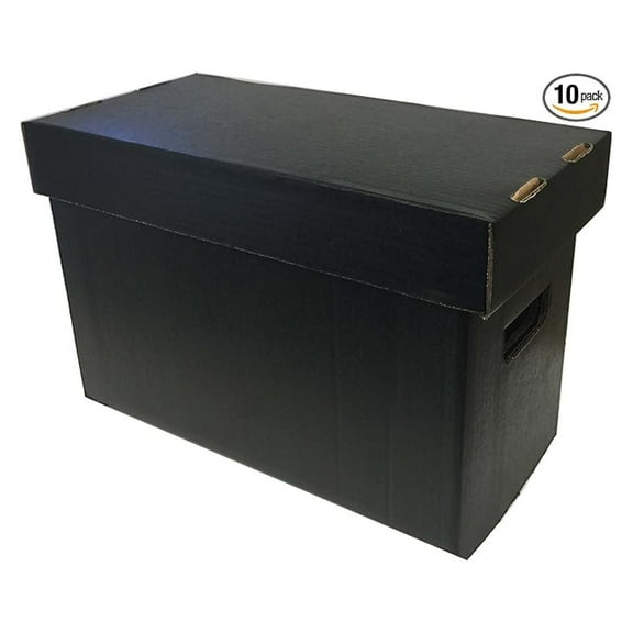 Comic Storage Boxes, Max Pro Brand - 10 Pack Short Black - Holds 150-175 Comics - Comic Book Boxes for Collectibles