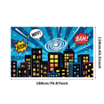 thumbnail image 1 of Comic Style Cityscape Background Banner with Explosion Elements Party Decorations Photo Props Backdrop for Kids Party Themed Party Cosplay Party, 1 of 8
