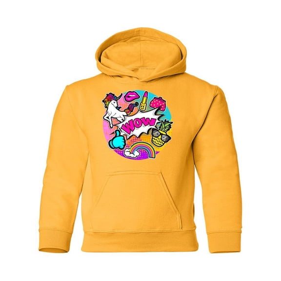 Comic Style Icons Hoodie Juniors -Image by Shutterstock,  Large