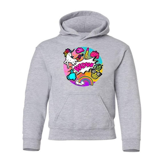 Comic Style Icons Hoodie Juniors -Image by Shutterstock,  Medium