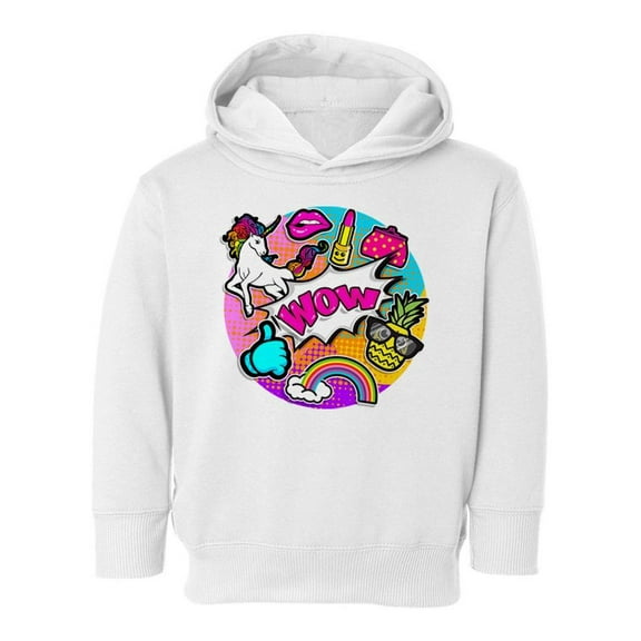 Comic Style Icons Hoodie Toddler - Toddler Hoodie, White