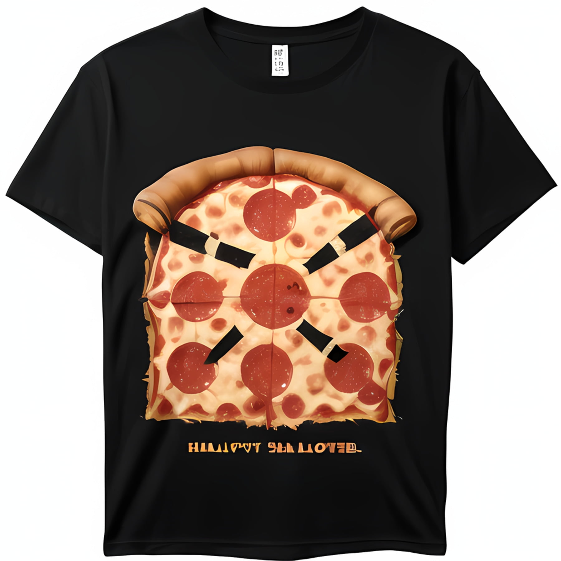 Comic Style Pizza Slice with Black Cross Banding T-Shirt Unique Half ...