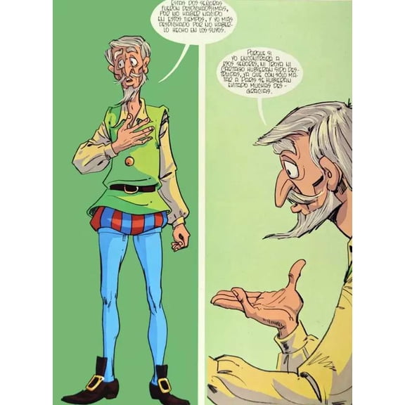 Comic book Animated, old man. Spanish Decor Poster. Graphic Art Design 24 x 36 Inch Poster