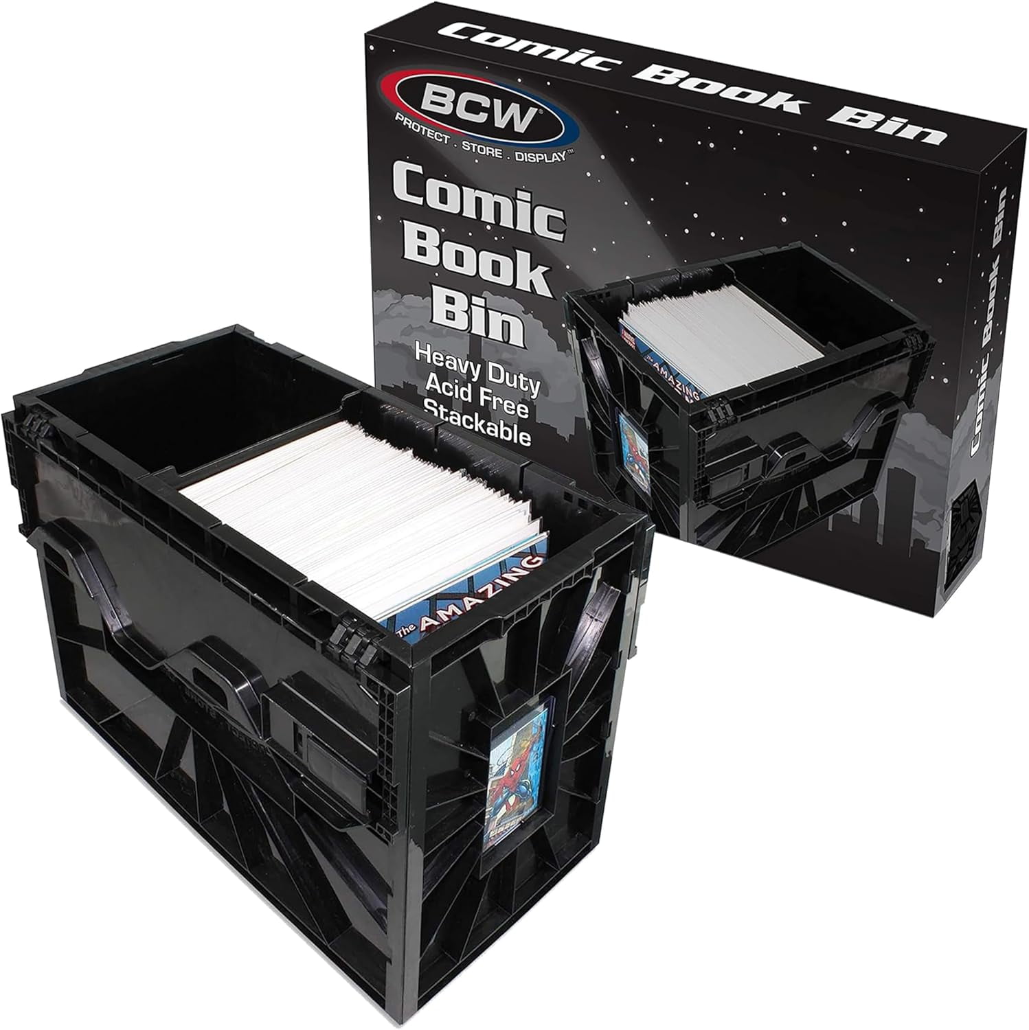Comic box, black - can hold 150 comics, acid-free storage and organizer ...