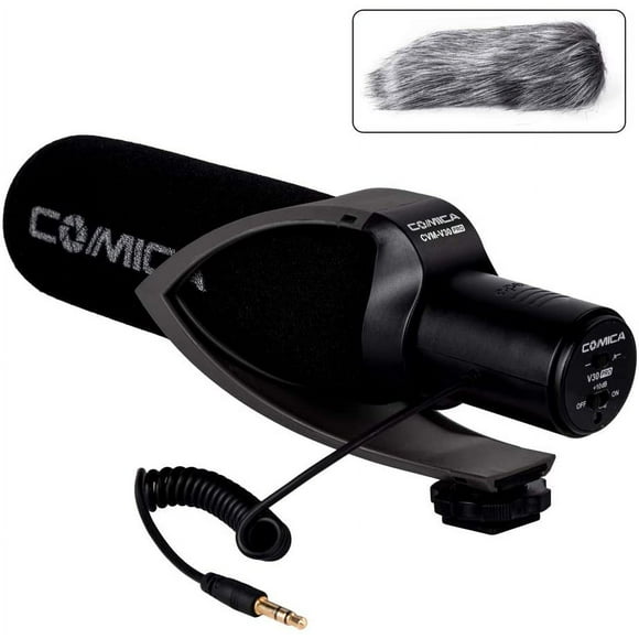 Comica CVM-V30 PRO Super-Cardioid Directional Condenser Video Microphone Interview Mic with Wind Muff 3.5mm Interface Professional Shock Mount Universal Cold Shoe for Canon Nikon Sony Panasonic Fuji