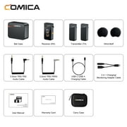 Comica Vimo Wireless Microphone System with Charging Case 1 Receiver, 2 Microphones, 200M Transmission Compatible with Android Phones & Computers