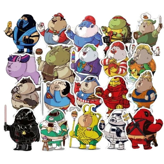 Comical Superheroes, Star Wars and Novelty 32 Assorted Stickers