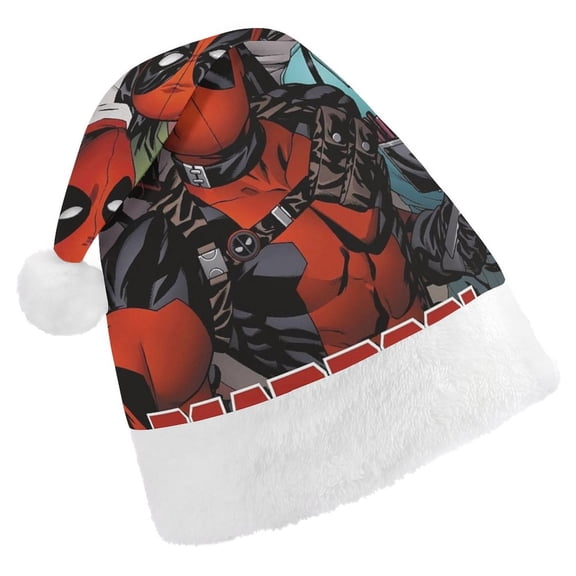Comics - Deadpool - Faces Santa Hat for Adults,Christmas Hat,Xmas Hat,Unisex Velvet Classic Santa Claus Hat for New Year Party
