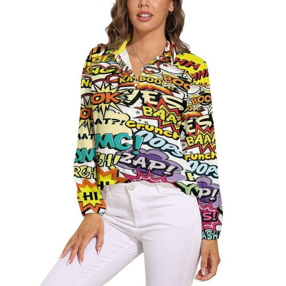 Comics Pop Art Long Sleeve Blouse Woman Streetwear Casual Shirts Summer Oversize Woman Streetwear Clothing Birthday Present