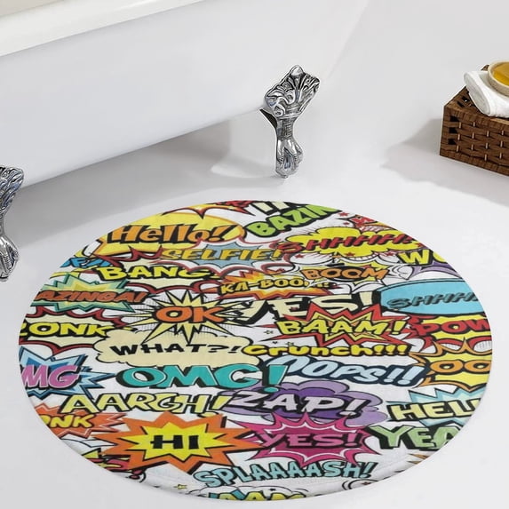 Comics Pop Art Round Carpet Circle Rug Outdoor Patio Area Rug Washable Large Area Rugs Hallway Room Decor Fitness Mats