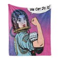 thumbnail image 1 of Comics Soft Flannel Fleece Throw Blanket, Retro 50s 40s Comics Magazine Woman with Woman Rights Image Artwork, Cozy Plush for Indoor and Outdoor Use, 50" x 60", Multicolor, by Ambesonne, 1 of 6