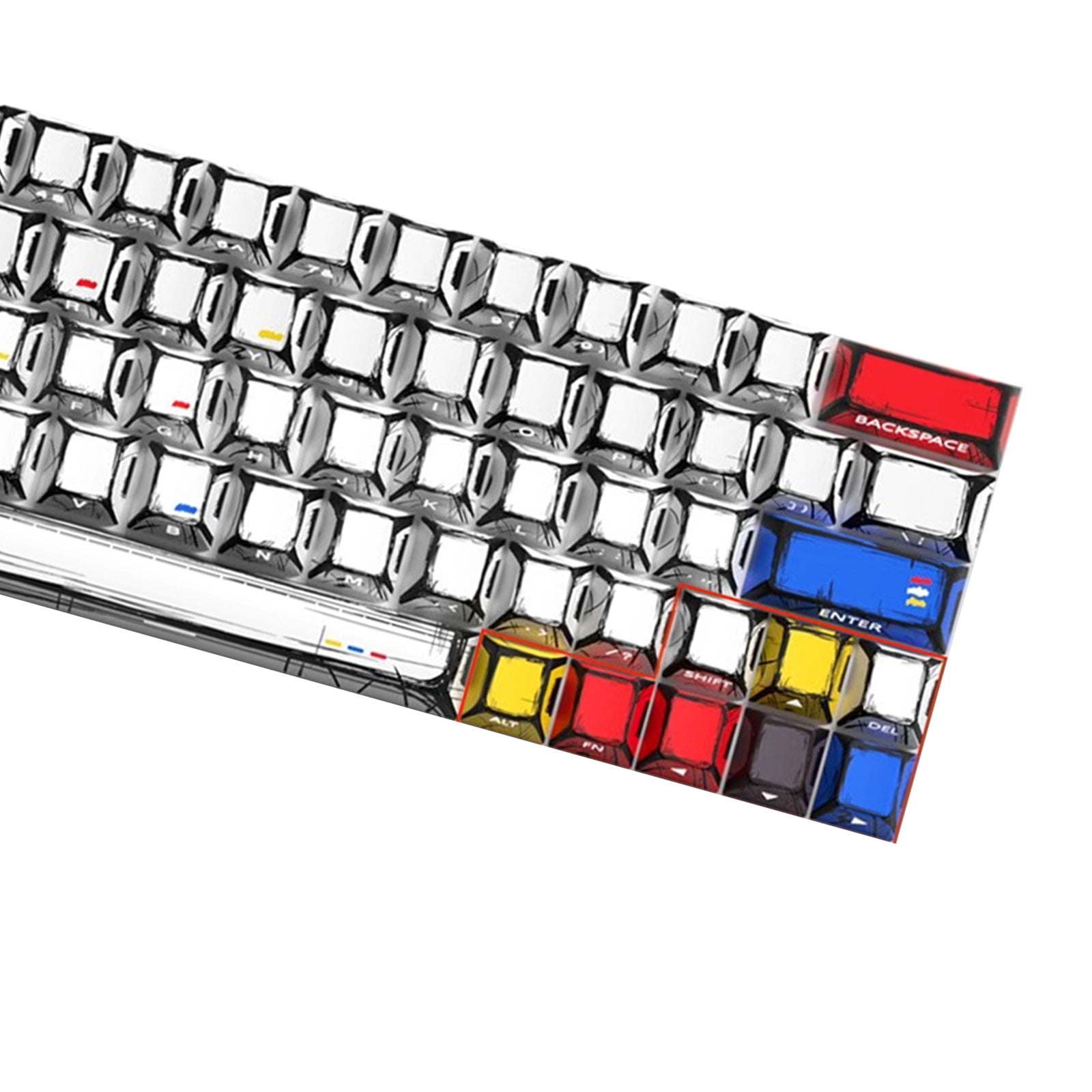 Comics Styles Original Profile Keycaps 64/74Key Shines Through Backlit ...