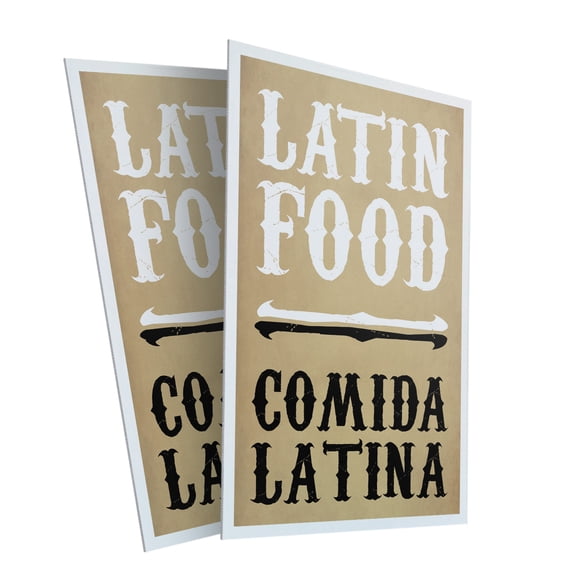 Comida Latina Latin Food (2-Pack) 24 Inch x 36 Inch Plastic Signs | Sign Insert 4mm Corrugated Plastic Signs Storefront Window Poster | Authentic Cuisine Spanish Restaurants Food Stalls