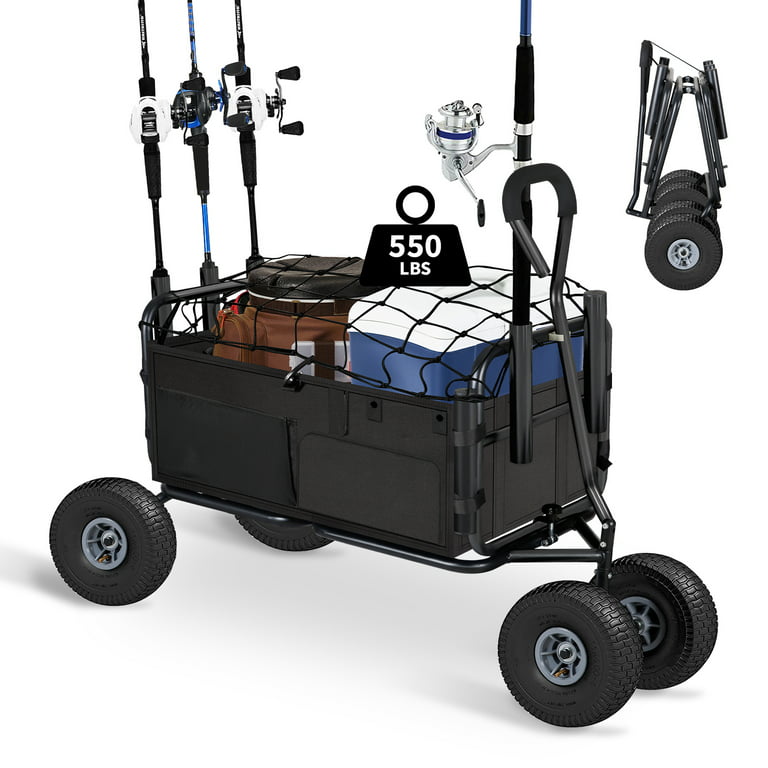 Comie Collapsible Fishing Cart w/11'' All-Terrain Wheels for Sand