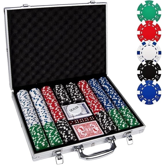 Comie Poker Chips,500PCS Poker Chip Set with Aluminum Travel Case,11.5 Gram Poker Set for Texas Holdem Blackjack Gambling