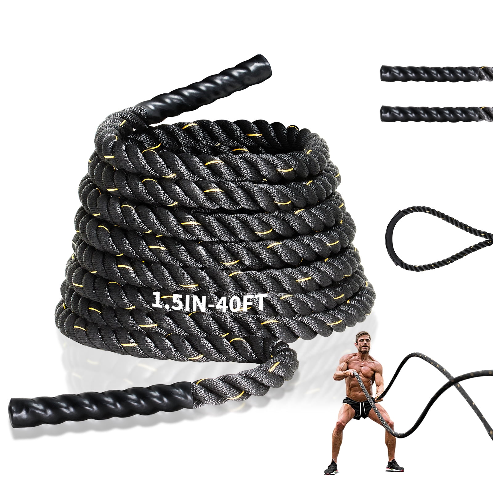 Comie Poly Dacron 40ft Length Battle Rope Exercise Workout Strength