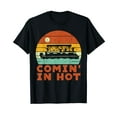 thumbnail image 1 of Comin In Hot Boat Pontoon Sunset Retro Captain Men Women Kid T-Shirt, 1 of 5