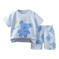 thumbnail image 1 of Coming Home Outfit Girl Boys Girls Summer Polyester Cartoon Printed Short Sleeved Tops Shorts 2Pc Suit Clothes Girls Light Blue 5 Years-6 Years, 1 of 3