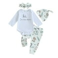 thumbnail image 1 of Coming Home Outfits for Newborn Baby Girl Boy I'm New Here Long Sleeve Onesie Romper+Pants Hat Headband Set, 1 of 7