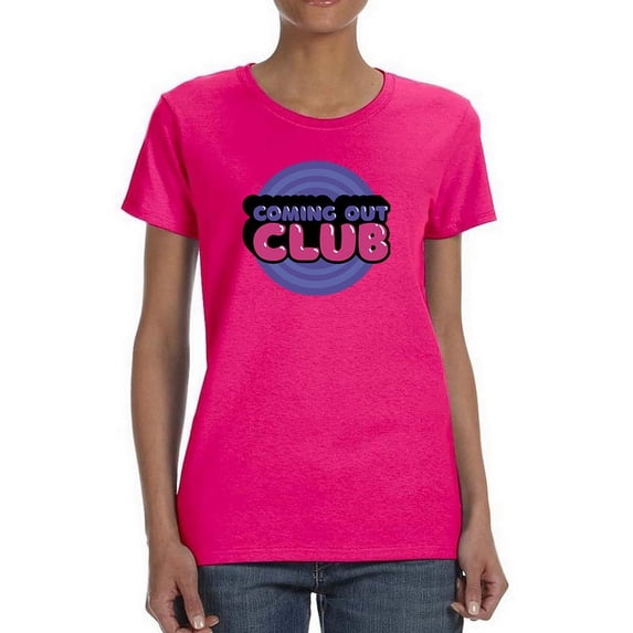 Coming Out Club Bubblegum Text T-Shirt Women -Smartprints Designs, Female 3X-Large