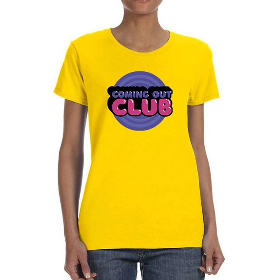 Coming Out Club Bubblegum Text T-Shirt Women -Smartprints Designs, Female x-Large
