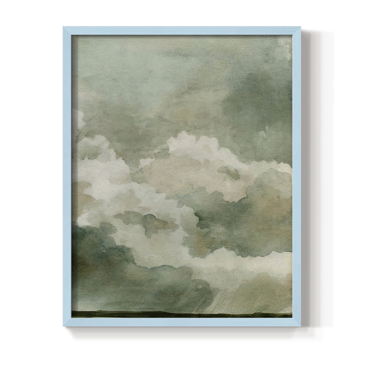 Coming Rain II Framed Print in Blue Solid Wood Framed Print No Nail Hanging