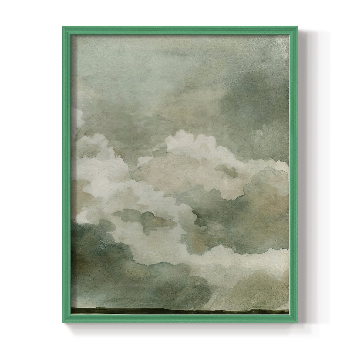 Coming Rain II Framed Print in Green Solid Wood Framed Print No Nail Hanging