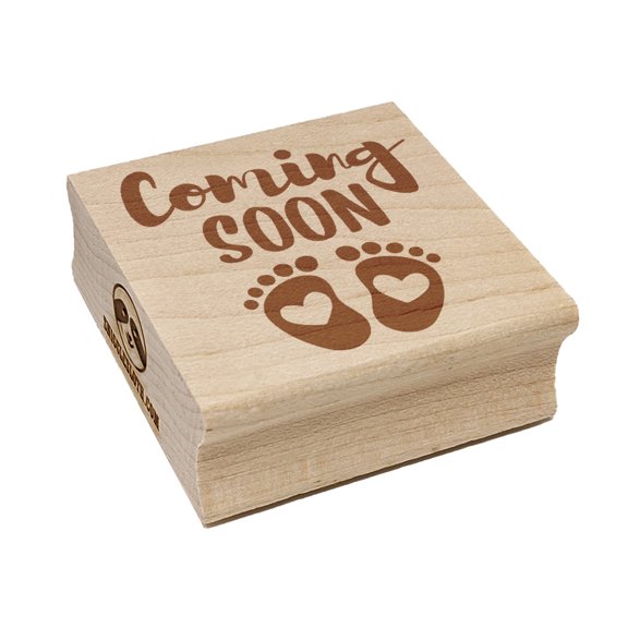 Coming Soon Baby Pregnancy Shower Square Rubber Stamp Stamping Scrapbooking Crafting - Medium 1.75in