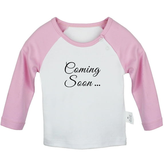 Coming Soon Pregnancy Announcement T shirt For Baby, Newborn Babies T-shirts, Infant Tops, 0-24M Kids Graphic Tees Clothing (Long Pink Raglan T-shirt, 18-24 Months)