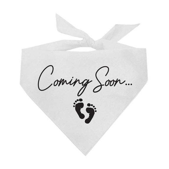Coming Soon With Baby Feet Baby Announcement Gold Triangle Dog Bandana (White One Size 769)