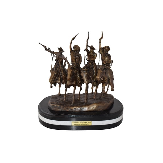 Nifao Coming Thru the Rye Remington Replica Bronze Statue – Bronze Statue, Home Decor, 13"L x 12"W x 14"H