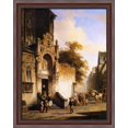 thumbnail image 1 of Coming out of church 28x34 Large Walnut Ornate Wood Framed Canvas Art by Cornelis Springer, 1 of 2