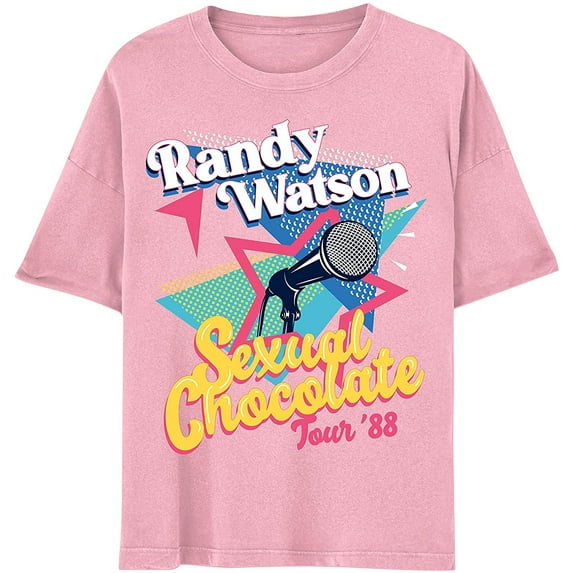 Coming to America Randy Watson & Sexual Chocolate Band Tour Unisex Adult Graphic T-Shirt (Medium, Pink)