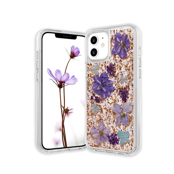 Comiracle iPhone 12/Pro Case Nature Sliver Shells Phone Case Handmade Sparkly Phone Case Shockproof Clear Cover