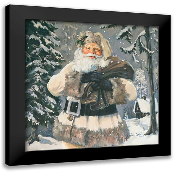 Comish, Susan 12x12 Black Modern Framed Museum Art Print Titled - Woodland Santa