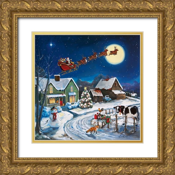 Comish, Susan 12x12 Gold Ornate Wood Framed with Double Matting Museum Art Print Titled - Country Christmas