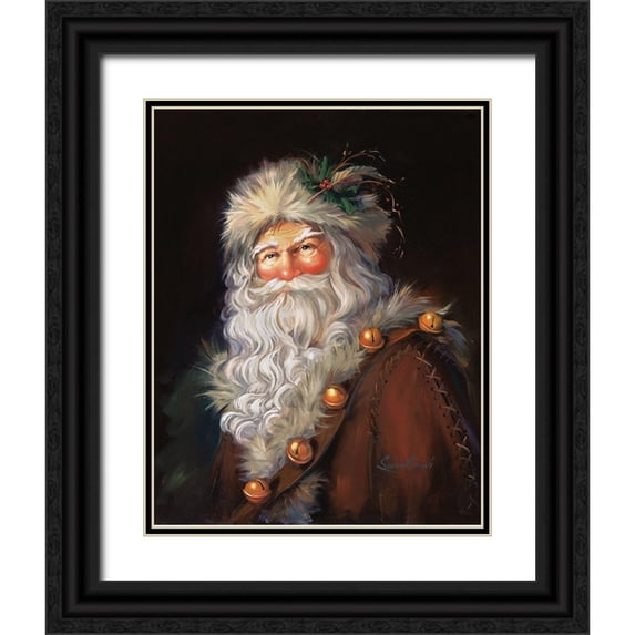 Comish, Susan 12x14 Black Ornate Wood Framed with Double Matting Museum Art Print Titled - Woodland Santa