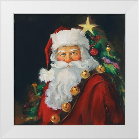 Comish, Susan 15x15 White Modern Wood Framed Museum Art Print Titled - Sparkling Santa