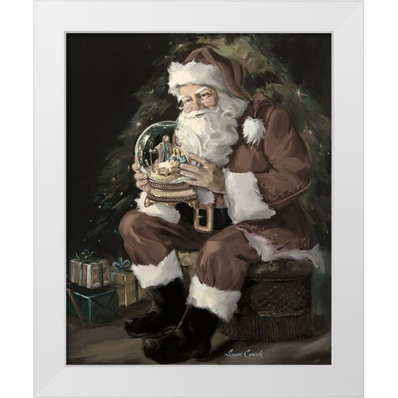 Comish, Susan 15x18 White Modern Wood Framed Museum Art Print Titled - Santa Snow Globe Recolored