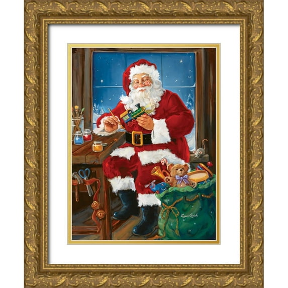 Comish, Susan 25x32 Gold Ornate Wood Framed with Double Matting Museum Art Print Titled - Santas Workshop