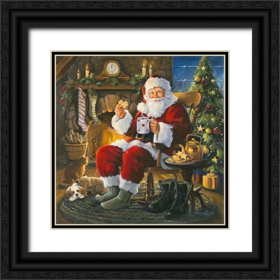 Comish, Susan 26x26 Black Ornate Wood Framed with Double Matting Museum Art Print Titled - Santa Cookie Break