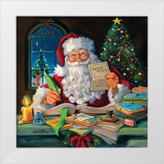 Comish, Susan 26x26 White Modern Wood Framed Museum Art Print Titled - Santas Office
