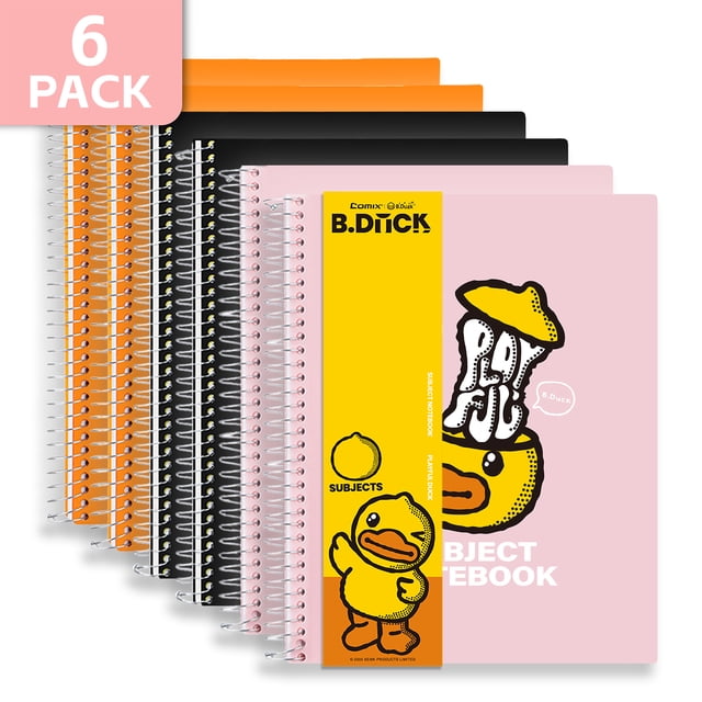 Pink Compisition Notebook Comix 1 Subject Notebook,6-Pack College Ruled Spiral Notebook with ...