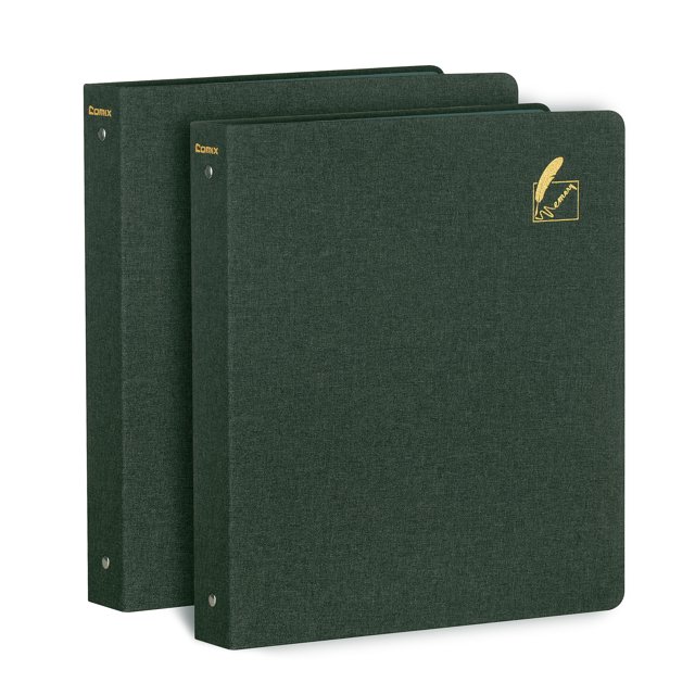 Comix 2Pack 1 inch 3 Ring Binder, Linen Fabric Round Ring Binder with