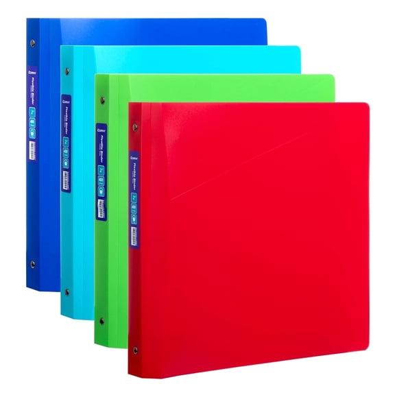 Comix 2 inch 3-ring Binder with Pockets, Round Ring, 450 Sheets, 4-Pack Assorted Color
