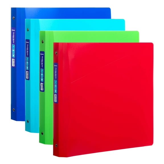 Comix 2 inch 3-ring Binder with Pockets, Round Ring, 450 Sheets, 4-Pack Assorted Color