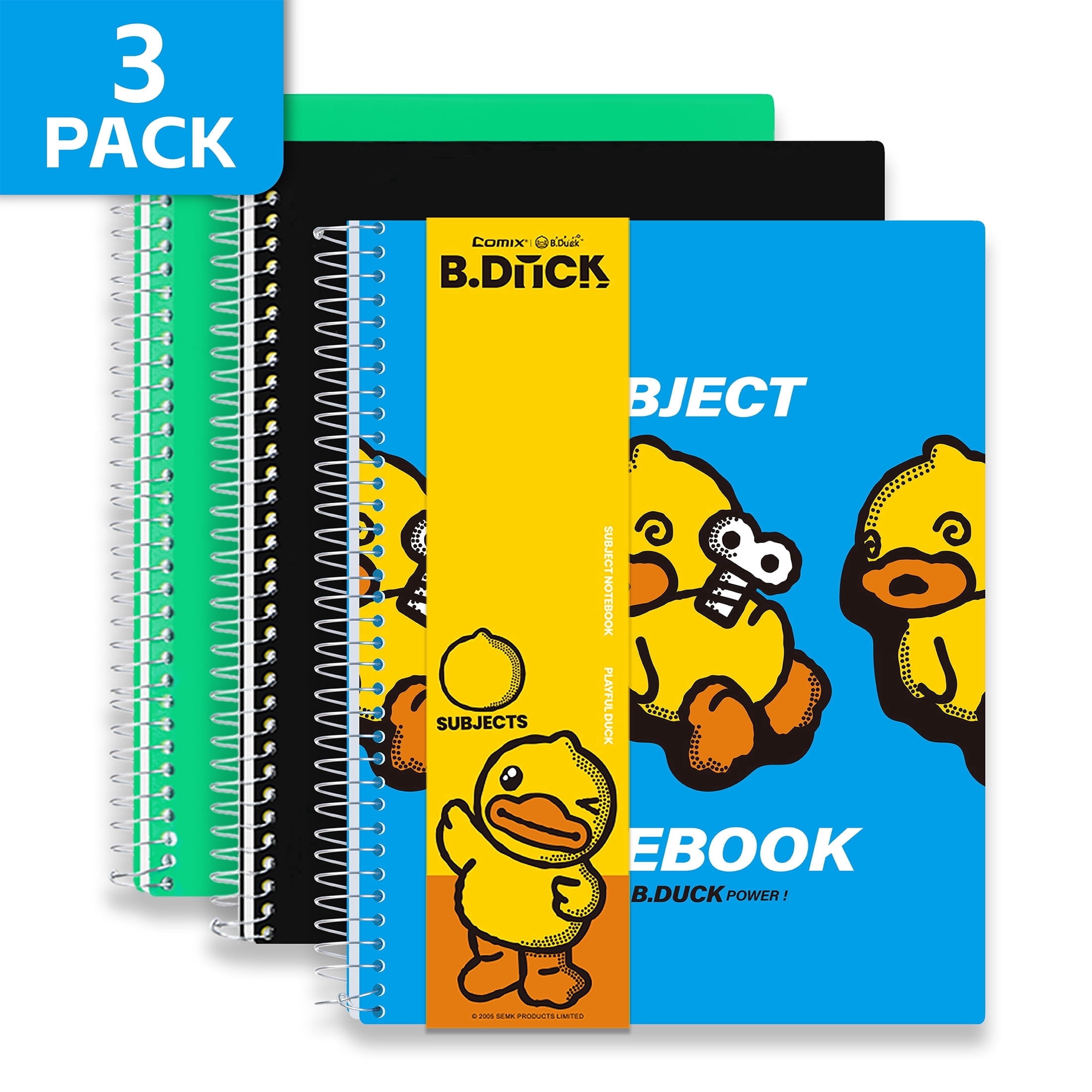 Comix 3 Subject Notebook,3-Pack College Ruled Spiral Notebook with ...